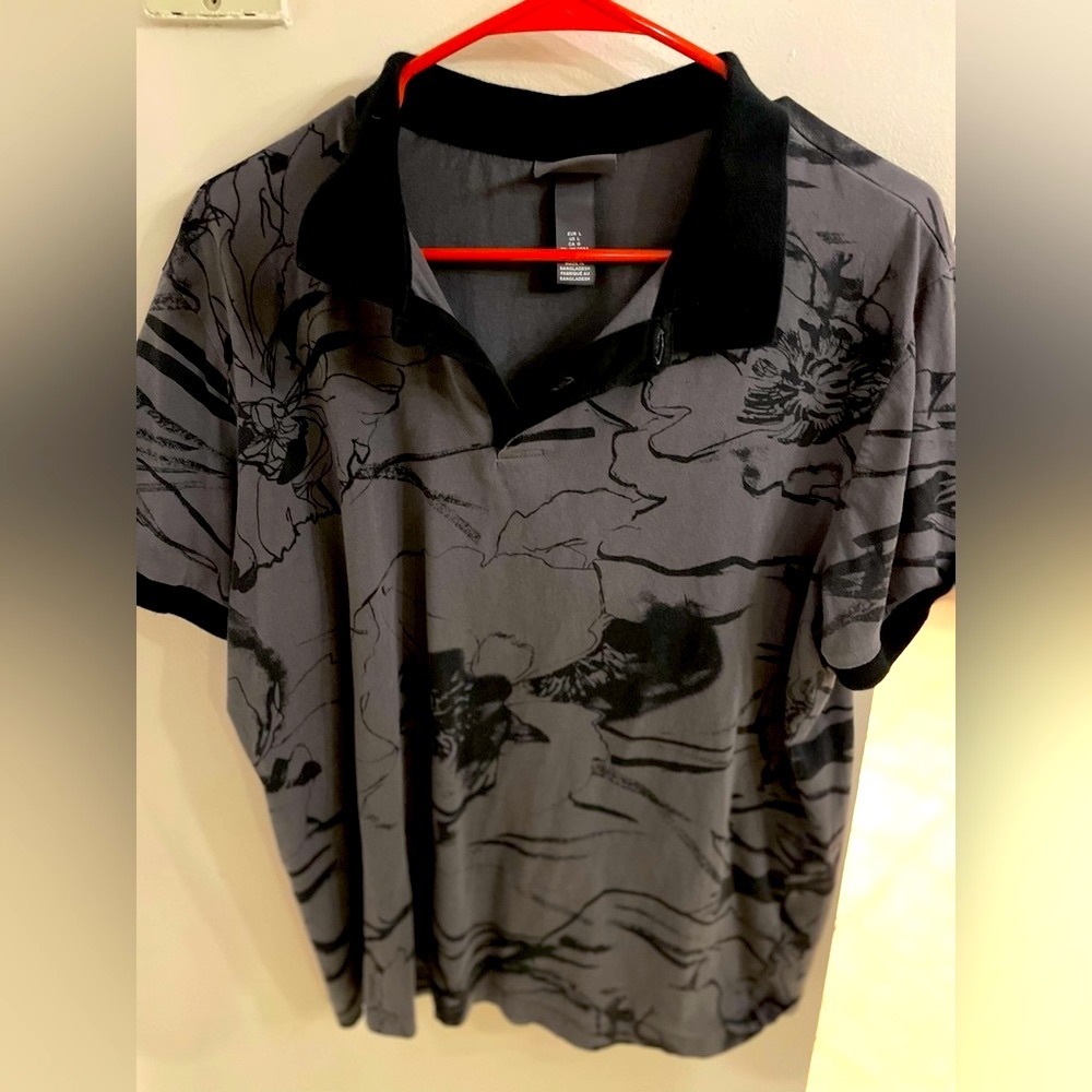 Men’s H&M Black Flower Polo